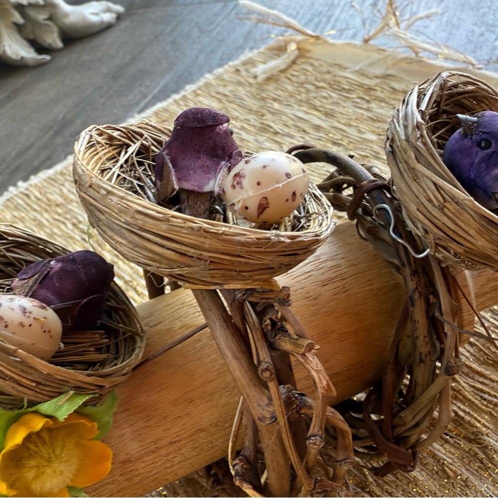 6 Napkin Rings Rustic Bird Decor - Picture 4 of 5
